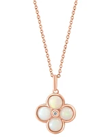 Effy Ethiopian Opal (1-1/4 ct. t.w.) & Diamond Accent 18" Flower Pendant Necklace in 14k Rose Gold