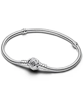 Pandora Rose Bloom Clasp Snake Chain Bracelet Sterling Silver