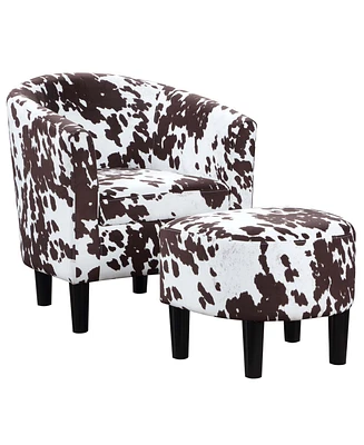 Convenience Concepts 26.25" Faux Cowhide Churchill Accent Chair with Ottoman
