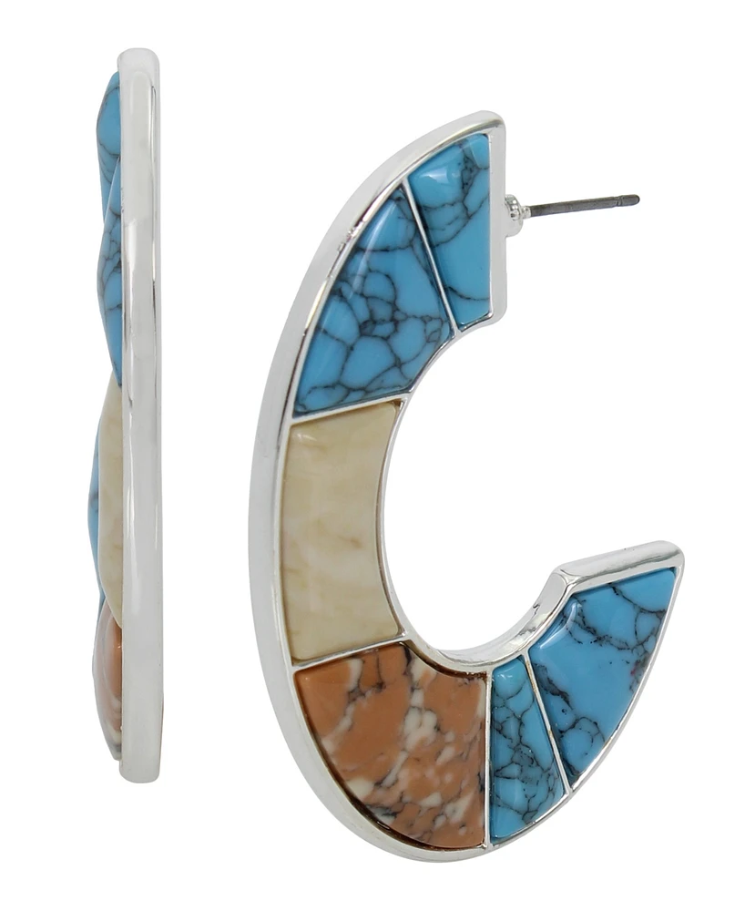 Robert Lee Morris Soho Semi-Precious Mixed Stone Hoop Earrings