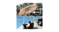9ft Patio Umbrella Market Steel Tilt W/ Crank Outdoor Yard Garden