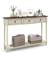 Console Table with 3 Drawers & Open Storage Shelf