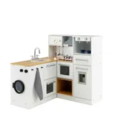 2-Pieces Wooden Kids Kitchen Playset with Light and Sound