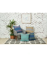 carol & frank Tabb Indigo & Citron Throw Pillow