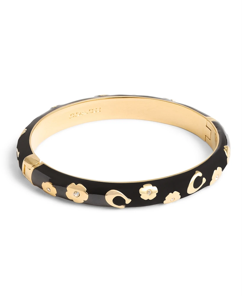 Coach Faux Stone Signature Daisy Enamel Bangle Bracelet