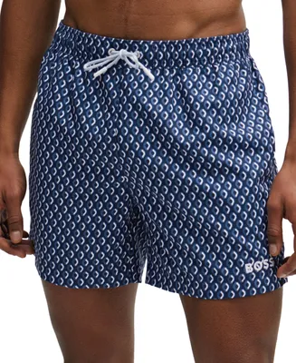 Boss by Hugo Boss Men's Micro-Print Quick-Drying Swim Shorts