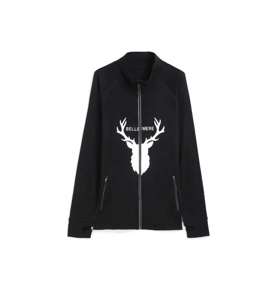 Bellemere Unisex Merino Deer Design Full Zipped Jacket