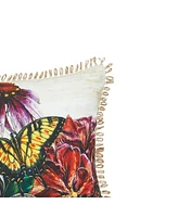 14" x 22" Botanical Floral Spring Printed and Embellished Throw Pillow