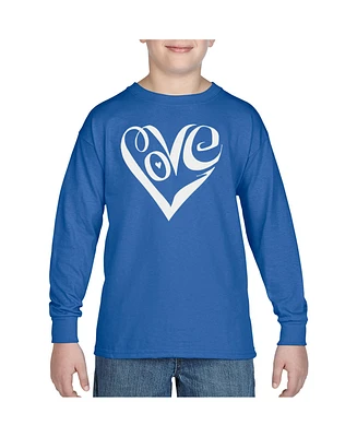 Boy's Word Art Long Sleeve - Script Love Heart