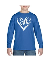 Boy's Word Art Long Sleeve - Script Love Heart