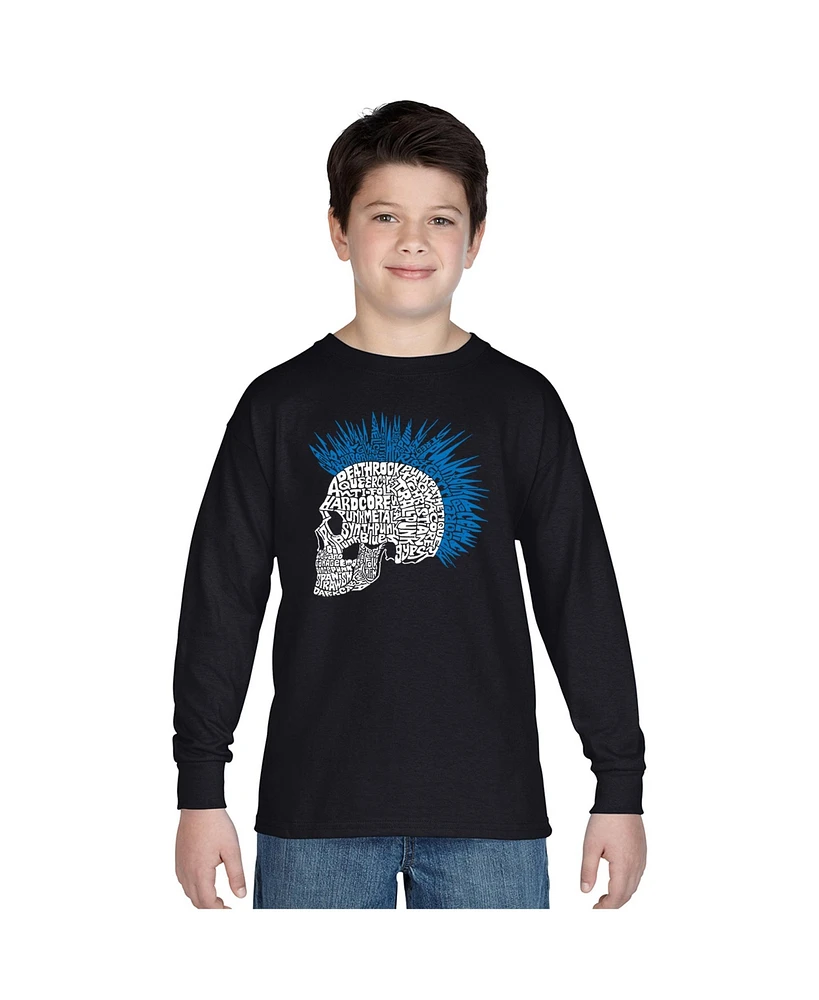 Boy's Word Art Long Sleeve - Punk Mohawk