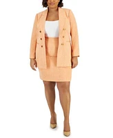 Tahari Asl Plus Size Summer Tweed Boyfriend Blazer Pencil Skirt