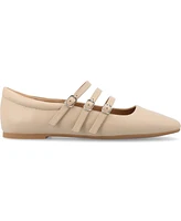 Journee Collection Women's Darlin Multi Strap Mary Jane Square Toe Flats