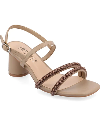Journee Collection Women's Lornnah Beaded Strap Heeled Sandals