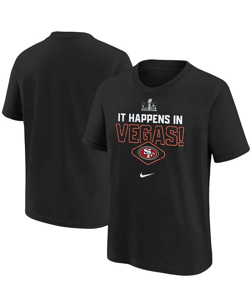 Big Boys Nike Black San Francisco 49ers Super Bowl Lviii Team Logo Lockup T-shirt