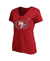 Women's Fanatics Christian McCaffrey Scarlet San Francisco 49ers Super Bowl Lviii Plus Size Player Name and Number V-Neck T-shirt