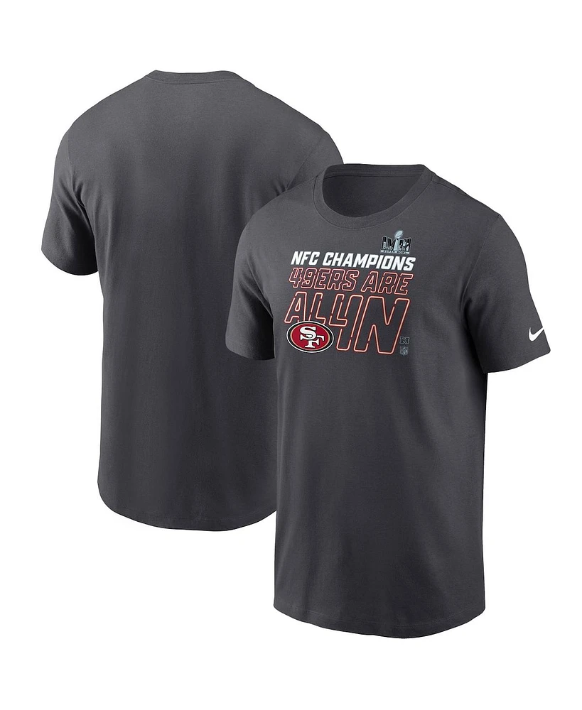 Men's Nike Anthracite San Francisco 49ers 2023 Nfc Champions Locker Room Trophy Collection Tall T-shirt