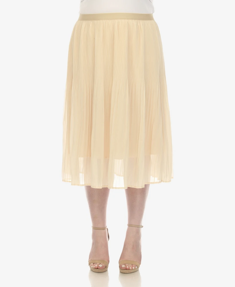 White Mark Plus Pleated Chiffon Midi Skirt