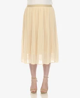 White Mark Plus Pleated Chiffon Midi Skirt