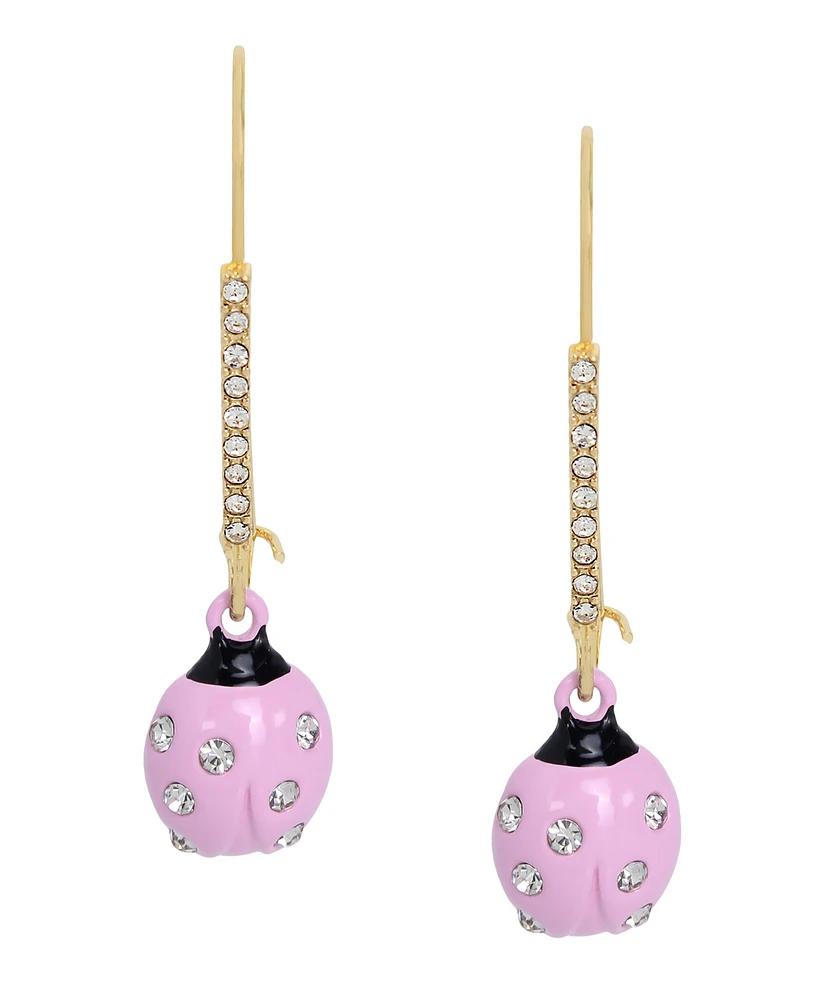 Betsey Johnson Faux Stone Ladybug Dangle Earrings