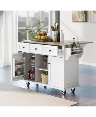 Simplie Fun Multifunctional Kitchen Cart with Storage and Wheels