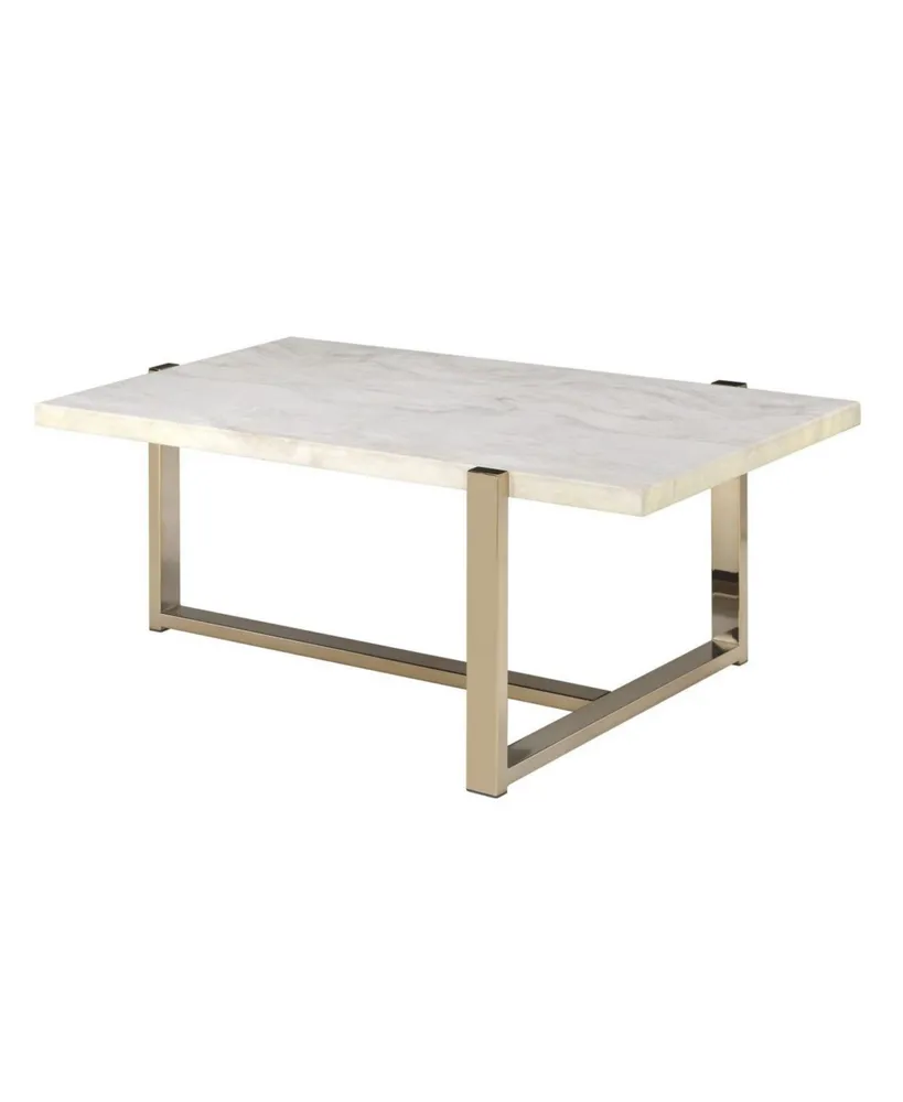 Simplie Fun Feit Coffee Table In Faux Marble & Champagne