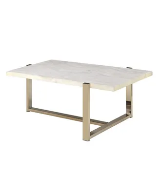 Simplie Fun Feit Coffee Table In Faux Marble & Champagne