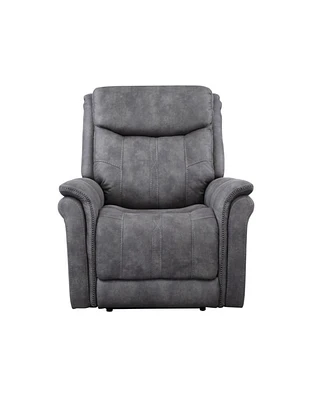 Simplie Fun Traditional-Modern Power Reclining Collection - Cool Gray Microsuede, Dual-Power Reclining -