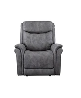 Simplie Fun Traditional-Modern Power Reclining Collection - Cool Gray Microsuede, Dual-Power Reclining -