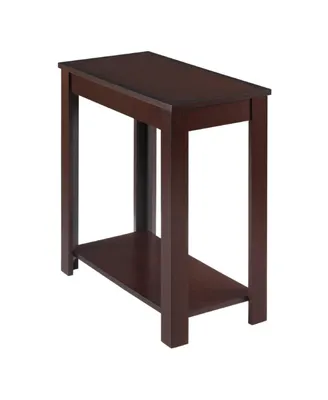 Simplie Fun Wooden Charcoal Finish Chairside Table with Open Bottom Shelf