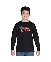 Boy's Word Art Long Sleeve - American Wars Tribute Flag T-shirt