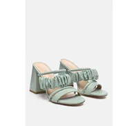 genesis ruched strap detail block heel sandals