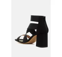 London Rag Benicia Elastic Strappy Block Heel Sandals