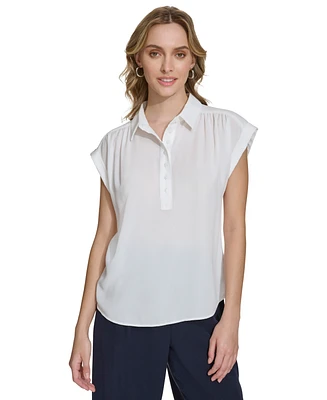 Calvin Klein Women's Short Sleeve Button Front Shirt