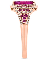 Effy Ruby (7/8 ct. t.w.) & Diamond (7/8 ct. t.w.) Marquise Halo Statement Ring in 14k Rose Gold