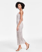 Bar Iii Women's Metallic Crochet Bodycon Dress, Created for Macy's