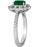 Le Vian Costa Smeraldas Emeralds (3/8 ct. t.w.) & Vanilla Diamond (1/3 ct. t.w.) Halo Ring in Platinum