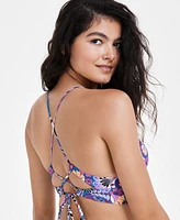 Salt + Cove Juniors' Floral-Print Tie-Back Bikini Top, Created for Macy's