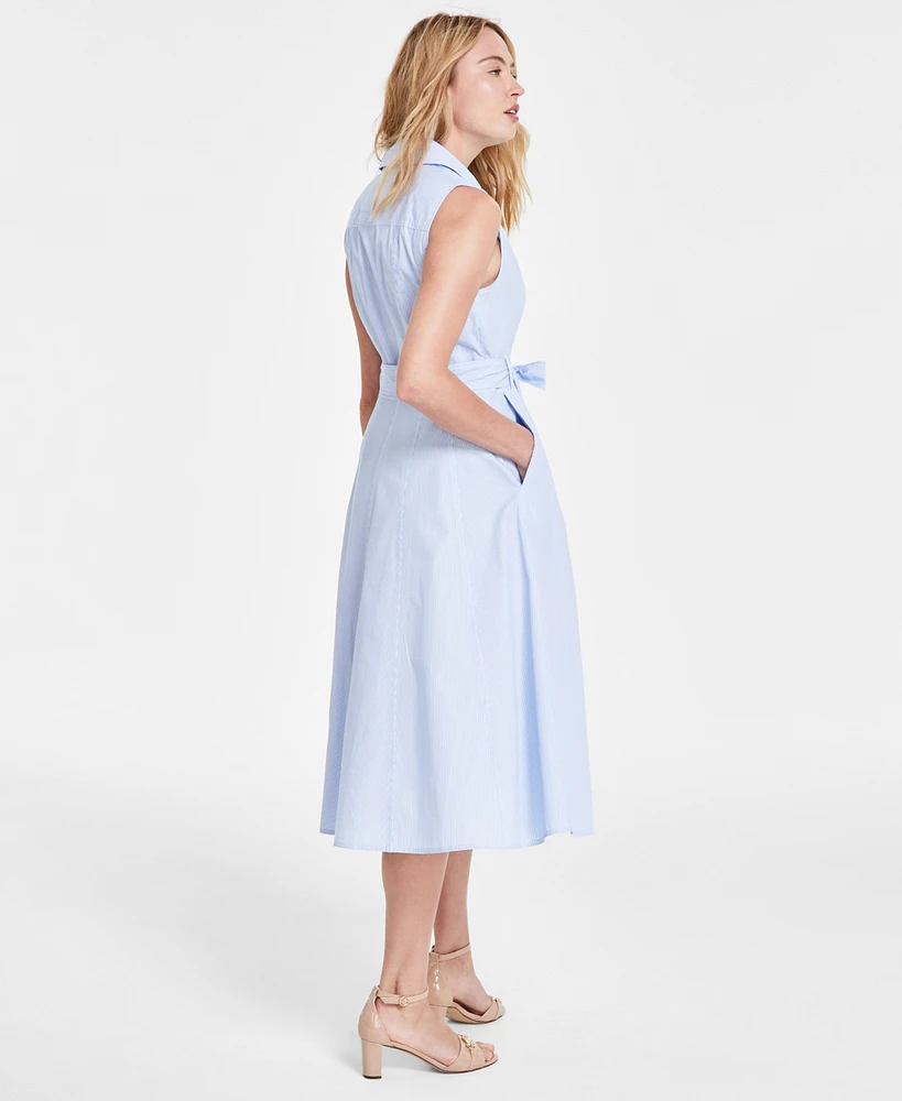 Tommy Hilfiger Women's Cotton Split-Neck A-Line Dress