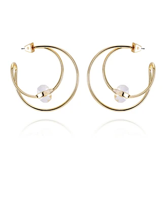 Vince Camuto Gold-Tone Spiral Open C Hoop Earrings