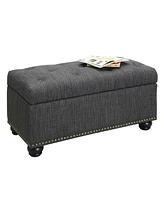 Convenience Concepts 35.5" Faux Linen 7th Avenue Storage Ottoman