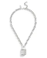 Coach Clear Resin Signature Quilted Lucite Padlock Pendant Necklace