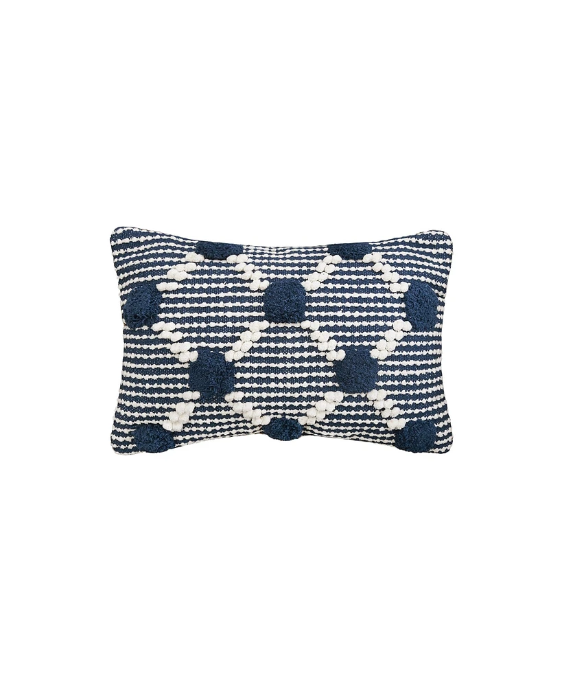 carol & frank Josie Indigo Pillow Blue 14" x 22" Rectangle Soft Woven Pillow For Couch Sofa Bed Chair Cotton