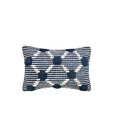 carol & frank Josie Indigo Pillow Blue 14" x 22" Rectangle Soft Woven Pillow For Couch Sofa Bed Chair Cotton