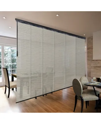 Pewter Filigree Blind 6-Panel Single Rail Panel Track Extendable 70"-130"W x 94"H, width 23.5"