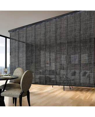 Tweed Blind 8-Panel Double Rail Panel Track Extendable 130"-175"W x 94"H, width 23.5"