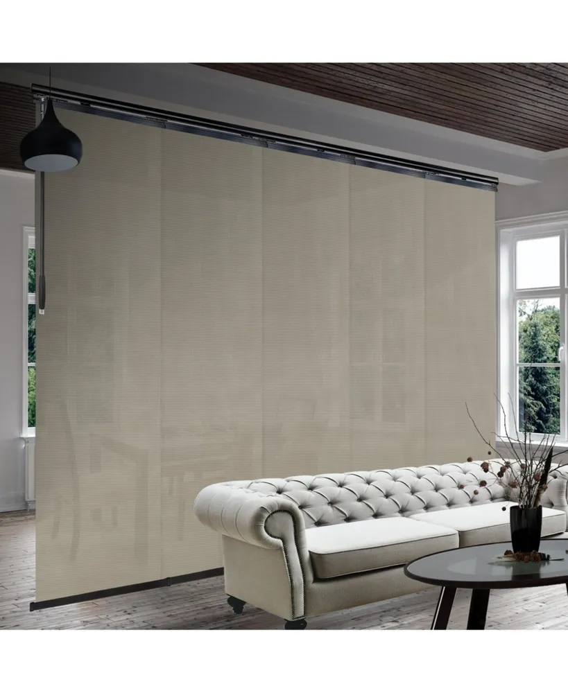 Slate Mesh Blind 5-Panel Single Rail Panel Track Extendable 58"-110"W x 94"H, width 23.5"