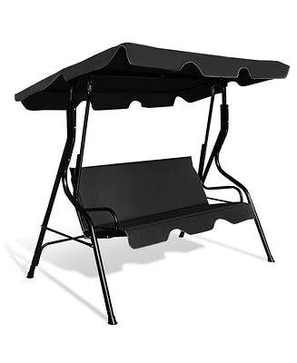 Sugift 3 Seat Outdoor Patio Canopy Swing with Cushioned Steel Frame