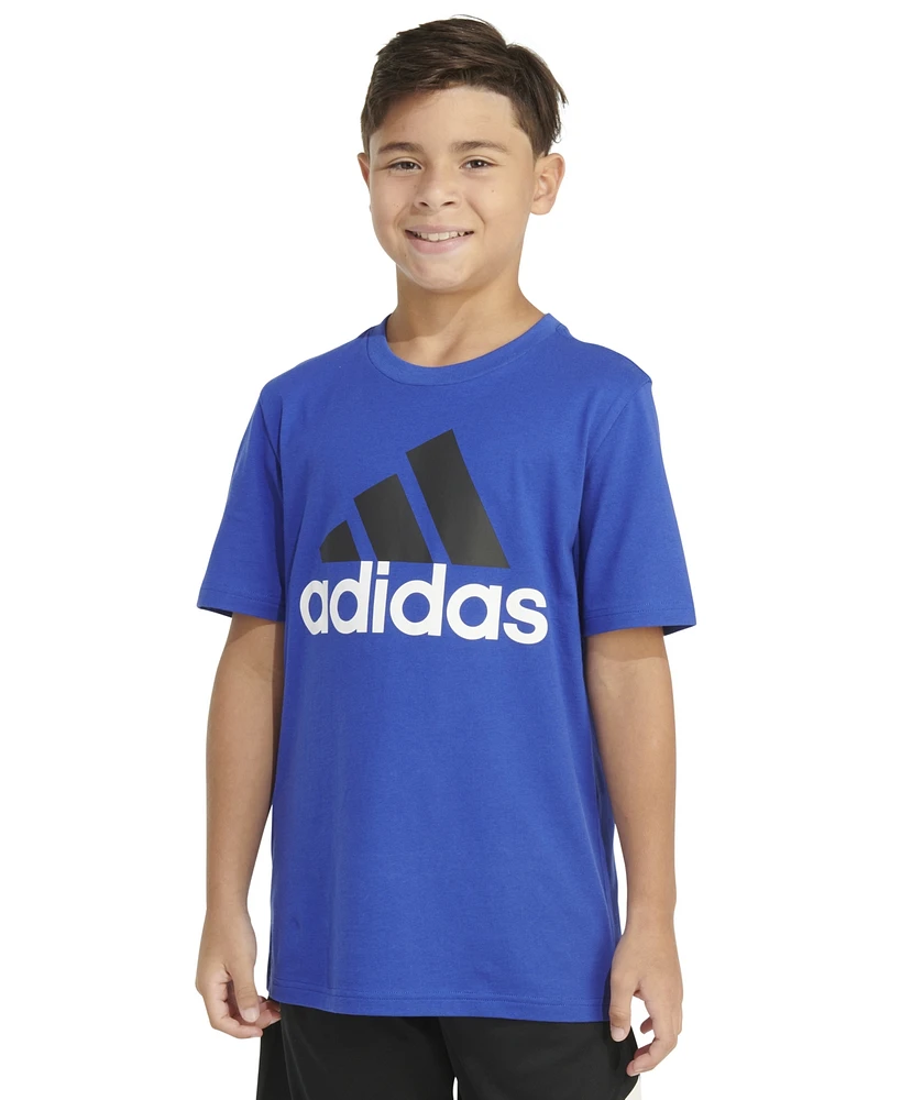 adidas Big Boys Short Sleeve Two-Color Logo T-Shirt