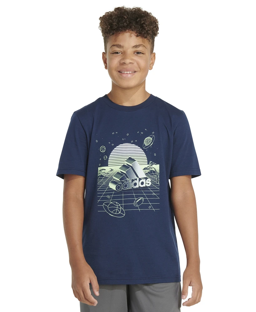 adidas Big Boys Short Sleeve Digital Horizon T-Shirt